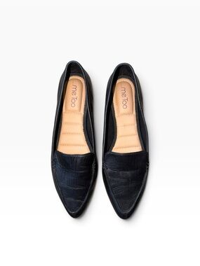 Me Too Black Pointed Toe Leather Loafer Size 8.5 M